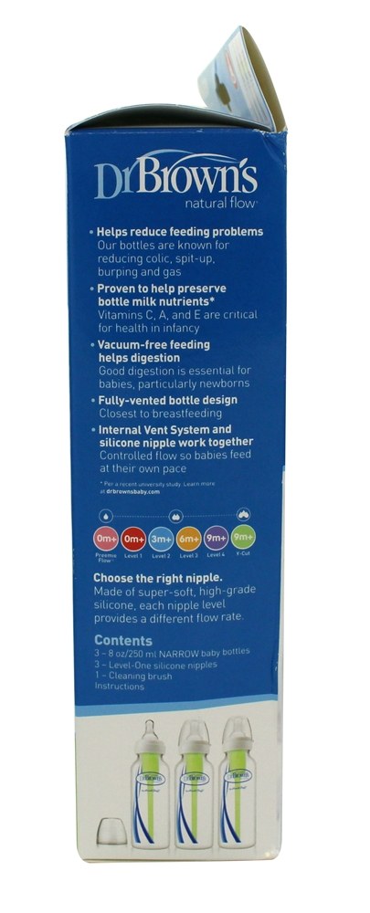 Frascos de opções de fluxo natural 0 Meses + 3 Pacote - 8 oz. Dr. Brown's - Imagem 3