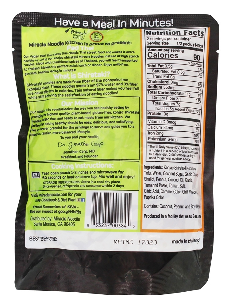 Vegan Pronto para Comer Almofada Tailandesa - 10 oz. Miracle Noodle - Imagem 2