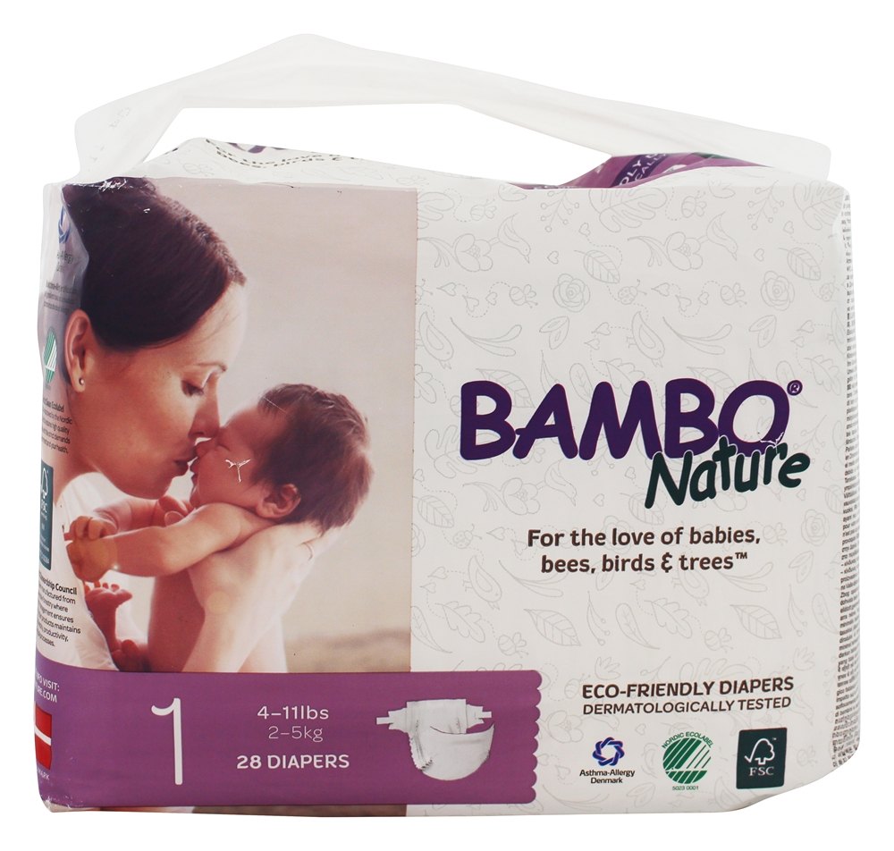 Bebê Fraldas Etapa 1 Recém-nascido (4-11 lbs.) - 28 Fralda (s) Bambo Nature