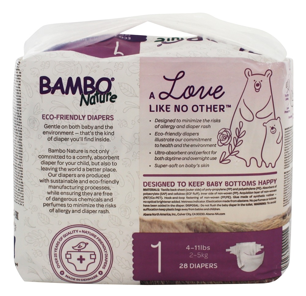 Bebê Fraldas Etapa 1 Recém-nascido (4-11 lbs.) - 28 Fralda (s) Bambo Nature - Imagem 3