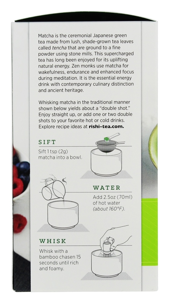Orgânico Cotidiano Matcha Japonês Verde Chá Pó - 1.76 oz. Rishi Tea - Imagem 3