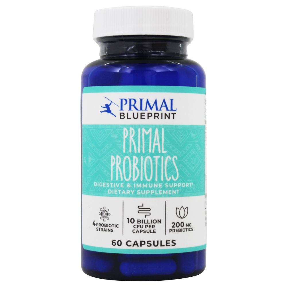 Suporte Primário para Probióticos Digestivos e Imunes 10 Bilhões de UFC - Cápsulas 60 Primal Blueprint