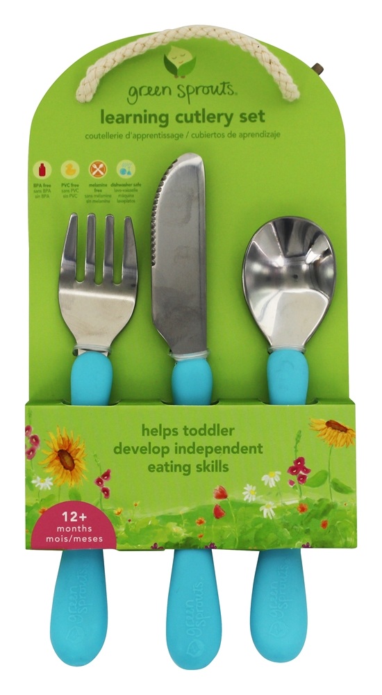 Conjunto de Talheres de Aprendizagem 12 + Meses Aqua - 3 Peça (s) Green Sprouts