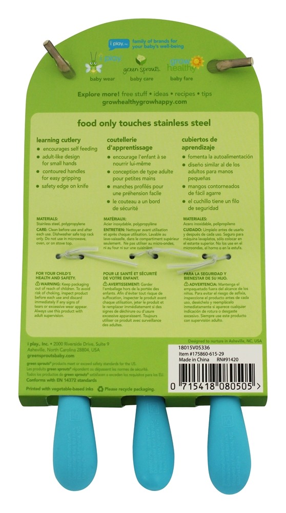 Conjunto de Talheres de Aprendizagem 12 + Meses Aqua - 3 Peça (s) Green Sprouts - Imagem 2
