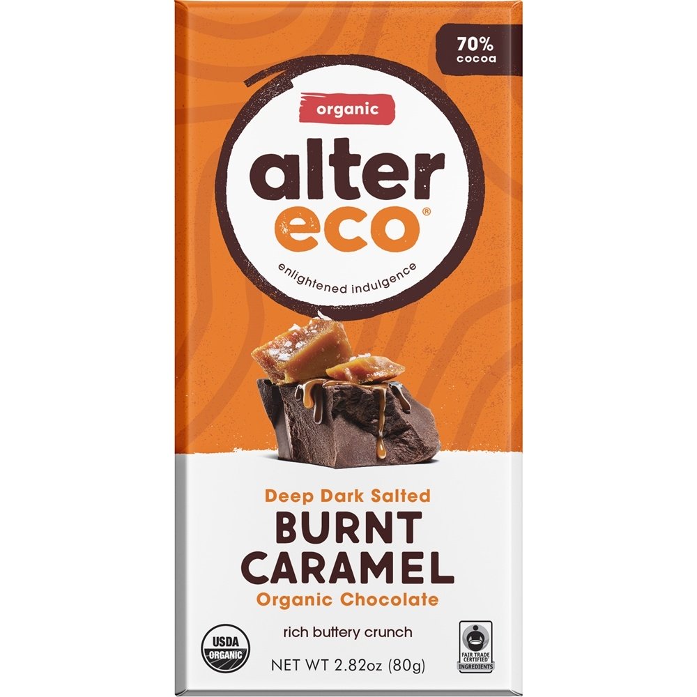 Chocolate Salgado Escuro Orgânico 70 % Cacau Caramelo Queimado - 2.82 oz. Alter Eco