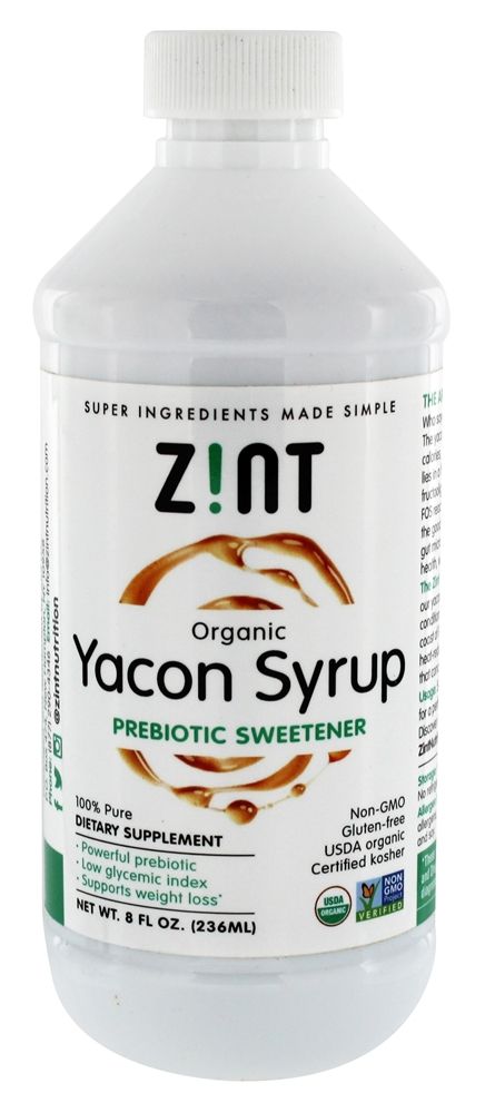 Adoçante Pré-Biótico Orgânico de Xarope de Yacon - 8 fl. oz. Zint