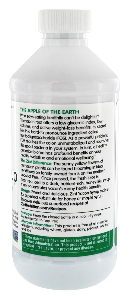 Adoçante Pré-Biótico Orgânico de Xarope de Yacon - 8 fl. oz. Zint - Imagem 3