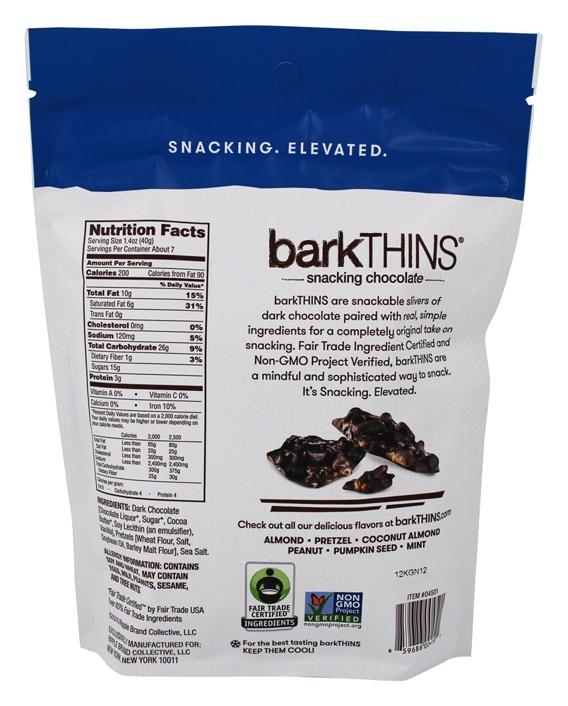 Snacking Chocolates Pretzel de chocolate escuro com sal do mar - 10 oz. barkTHINS - Imagem 2
