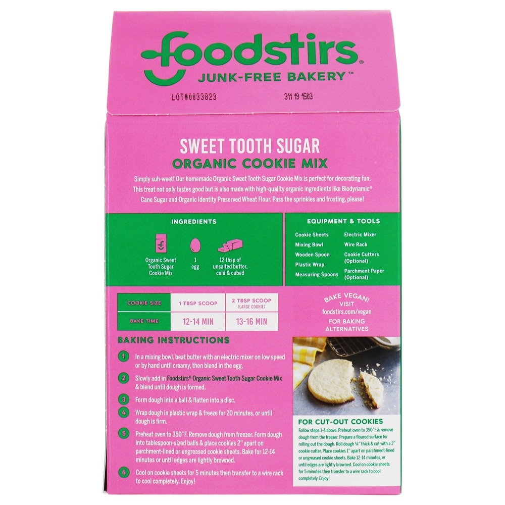 Mix de biscoitos de açúcar de dente doce orgânico - 15.6 oz. Foodstirs - Imagem 3