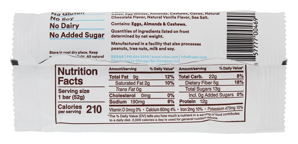 Proteína Bar Chocolate Lasca - 1.83 oz. RXBAR - Imagem 2