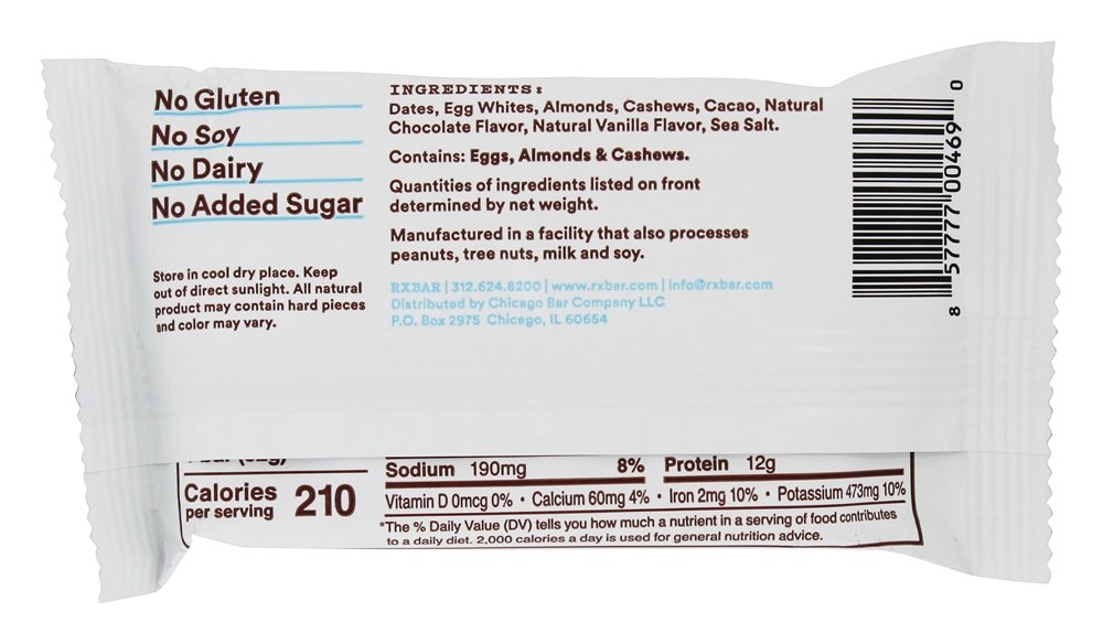 Proteína Bar Chocolate Lasca - 1.83 oz. RXBAR - Imagem 3