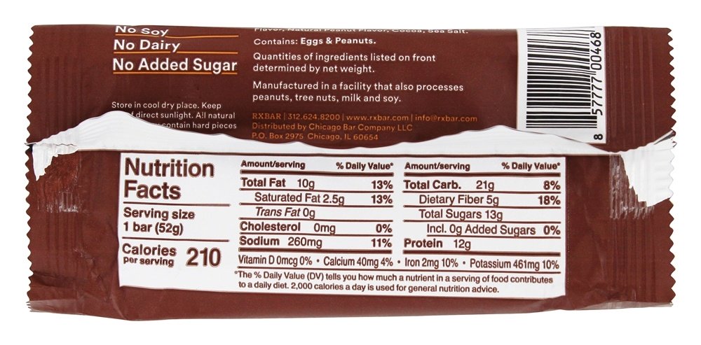 Chocolate De Manteiga De Amendoim - 1.83 oz. RXBAR - Imagem 2