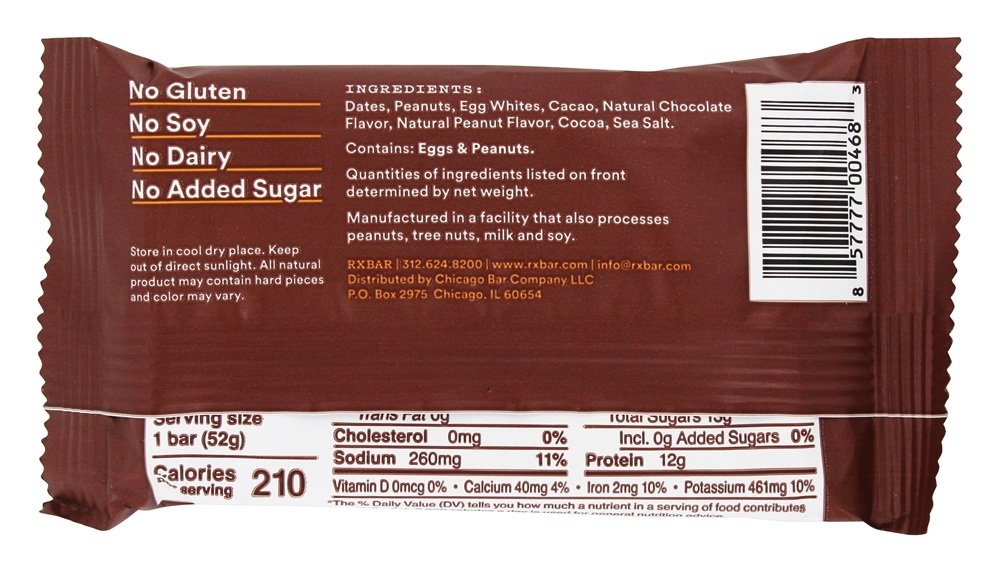 Chocolate De Manteiga De Amendoim - 1.83 oz. RXBAR - Imagem 3