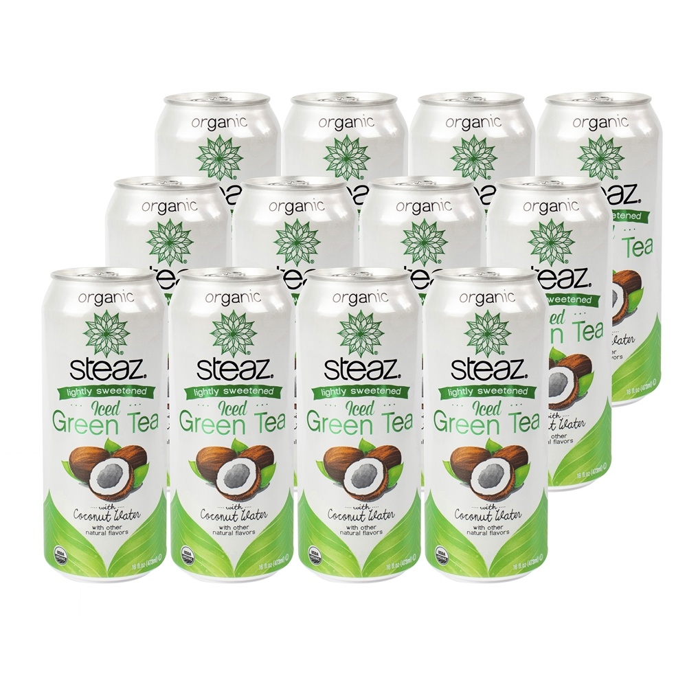 Chá verde gelado levemente adoçado com água de coco - 12 Can (es) Steaz