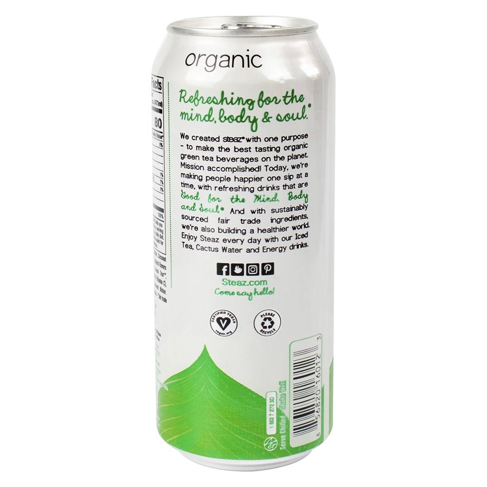 Chá verde gelado levemente adoçado com água de coco - 12 Can (es) Steaz - Imagem 3