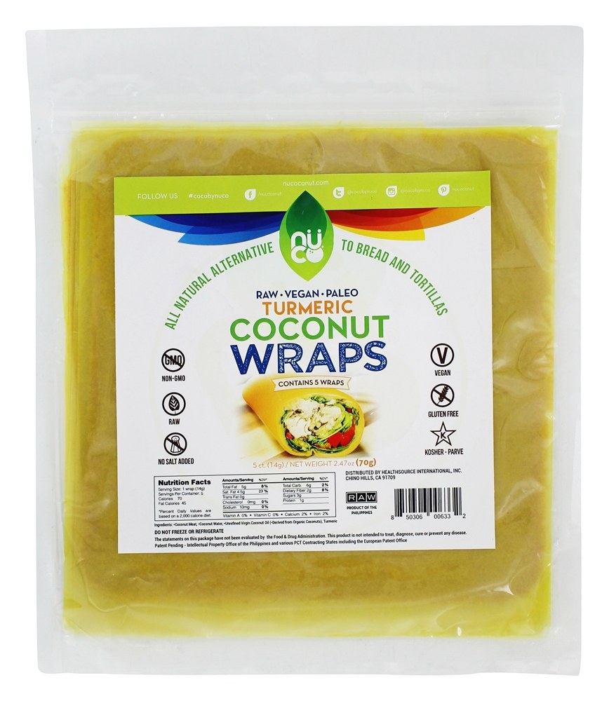 Côco Wraps Turmeric - 5 Contagem NUCO