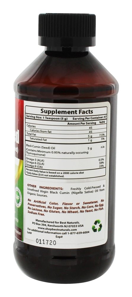 Frio de óleo de semente preta pressionado - 8 fl. oz. Best Naturals - Imagem 2