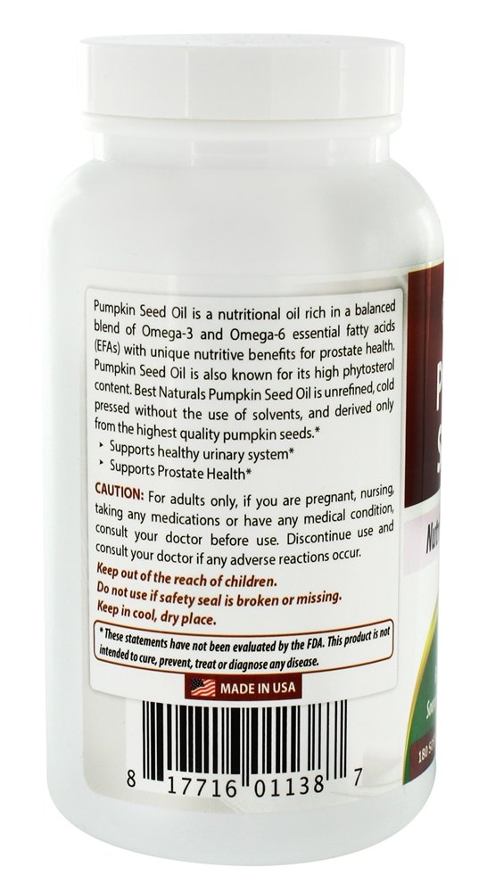 Óleo de Semente de Abóbora 1000 mg. - 180 Softgels Best Naturals - Imagem 3