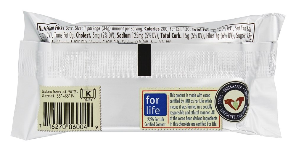 Manteiga De Amendoim Copos De Leite De Chocolate - 1.2 oz. Chocolove - Imagem 3