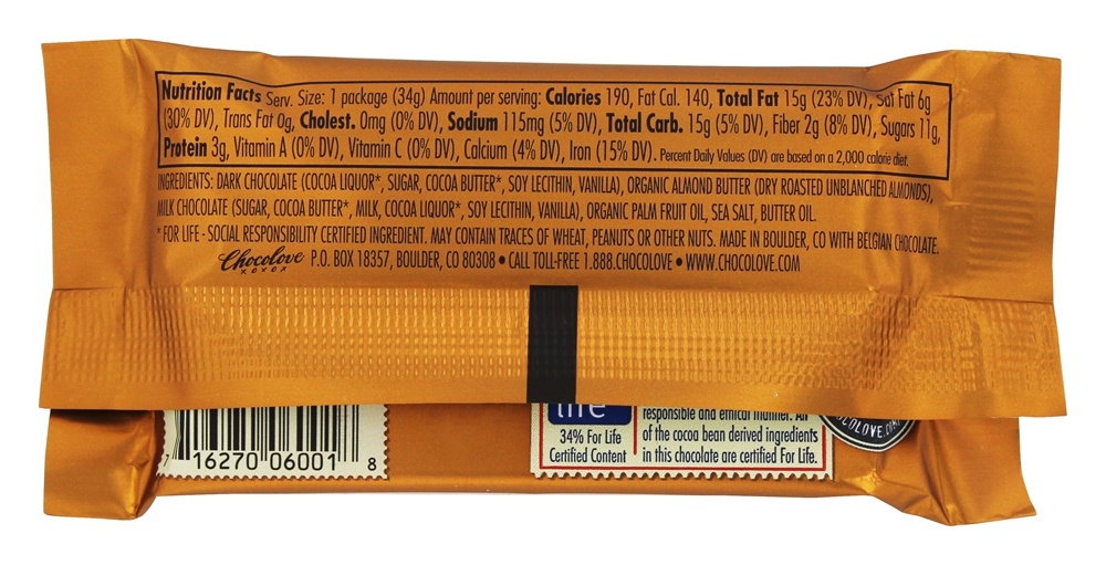 Copos De Manteiga De Amêndoa De Chocolate Escuro - 1.2 oz. Chocolove - Imagem 2