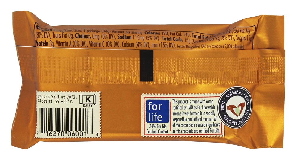 Copos De Manteiga De Amêndoa De Chocolate Escuro - 1.2 oz. Chocolove - Imagem 3