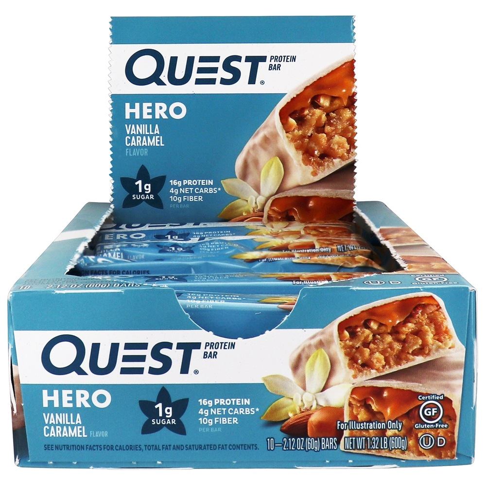 Hero Protein Bar Box Vanilla Caramel - 10 Barras Quest Nutrition