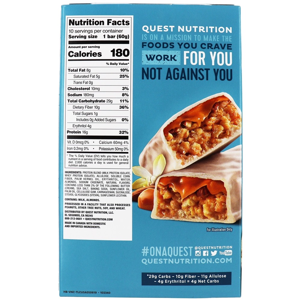 Hero Protein Bar Box Vanilla Caramel - 10 Barras Quest Nutrition - Imagem 2