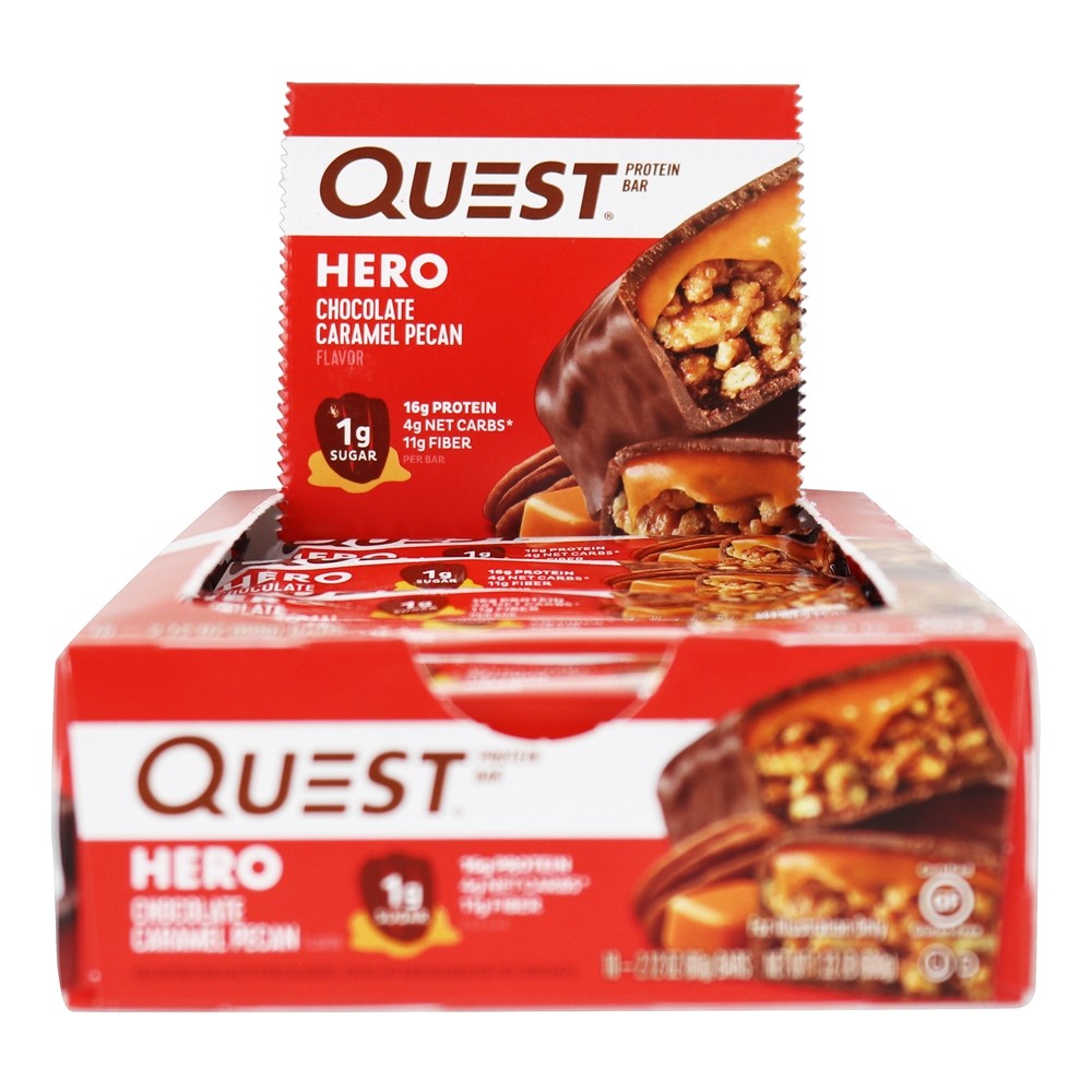 Hero Protein Bar Box Chocolate Caramel Pecan - 10 Barras Quest Nutrition