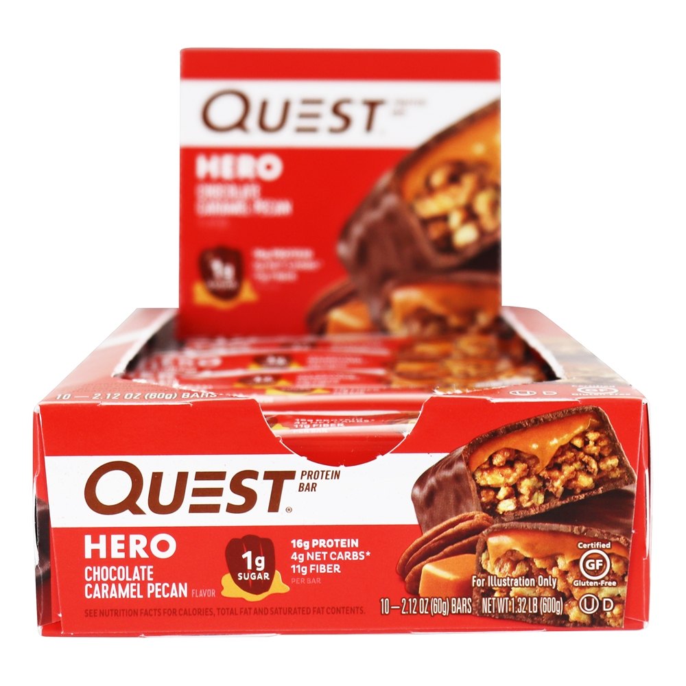 Hero Protein Bar Box Chocolate Caramel Pecan - 10 Barras Quest Nutrition - Imagem 2