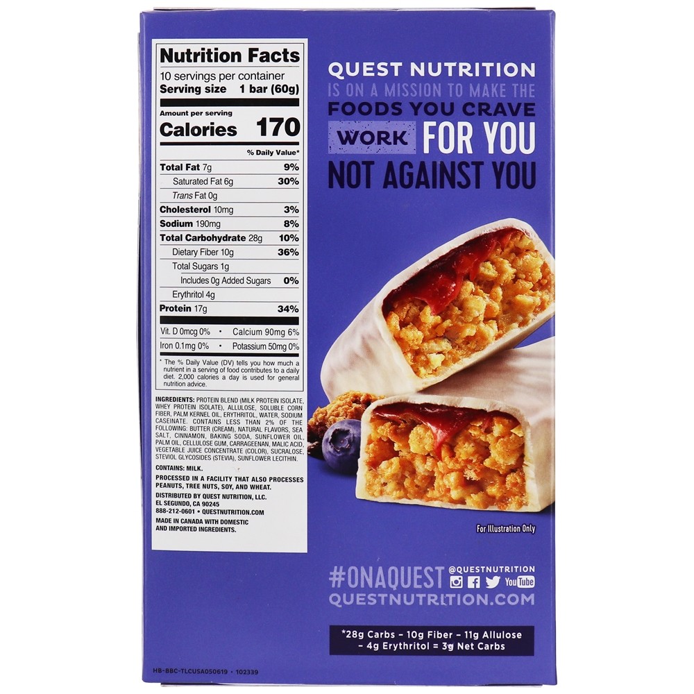 Hero Protein Bar Box Blueberry Cobbler - 10 Barras Quest Nutrition - Imagem 3