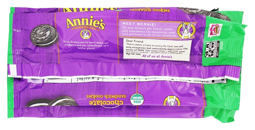 Orgânico Grabbit Sanduíche Bolinhos Chocolate - 8.06 oz. Annie's - Imagem 3