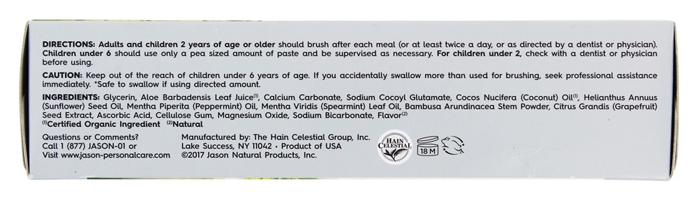 Simplesmente Coco Creme Dental Reforço Coco Hortelã - 4.2 oz. JASON Natural Products - Imagem 2