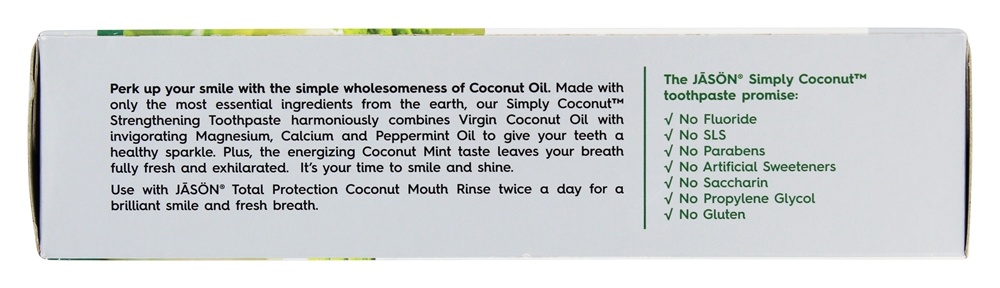 Simplesmente Coco Creme Dental Reforço Coco Hortelã - 4.2 oz. JASON Natural Products - Imagem 3