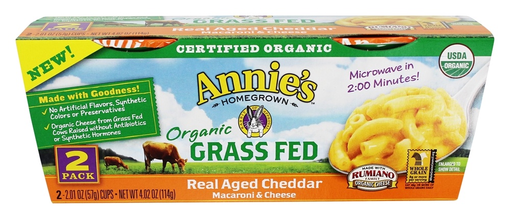 Grama Orgânica Macarrão & Queijo Cheddar Envelhecido Real - Pacote 2 Annie's
