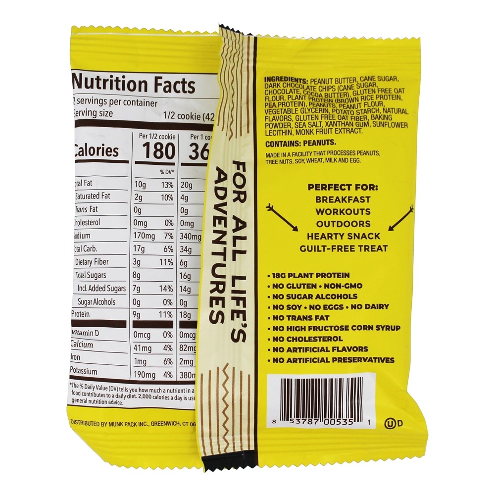 Microplaqueta de Chocolate Macio-Cozida da manteiga de amendoim do biscoito da proteína - 2.96 oz. Munk Pack - Imagem 3