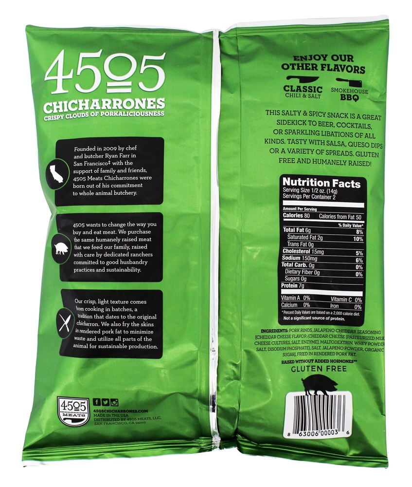 Cheddar frito de Cheddar de cascas de porco de Chicharrones - 1 oz. 4505 Meats - Imagem 2