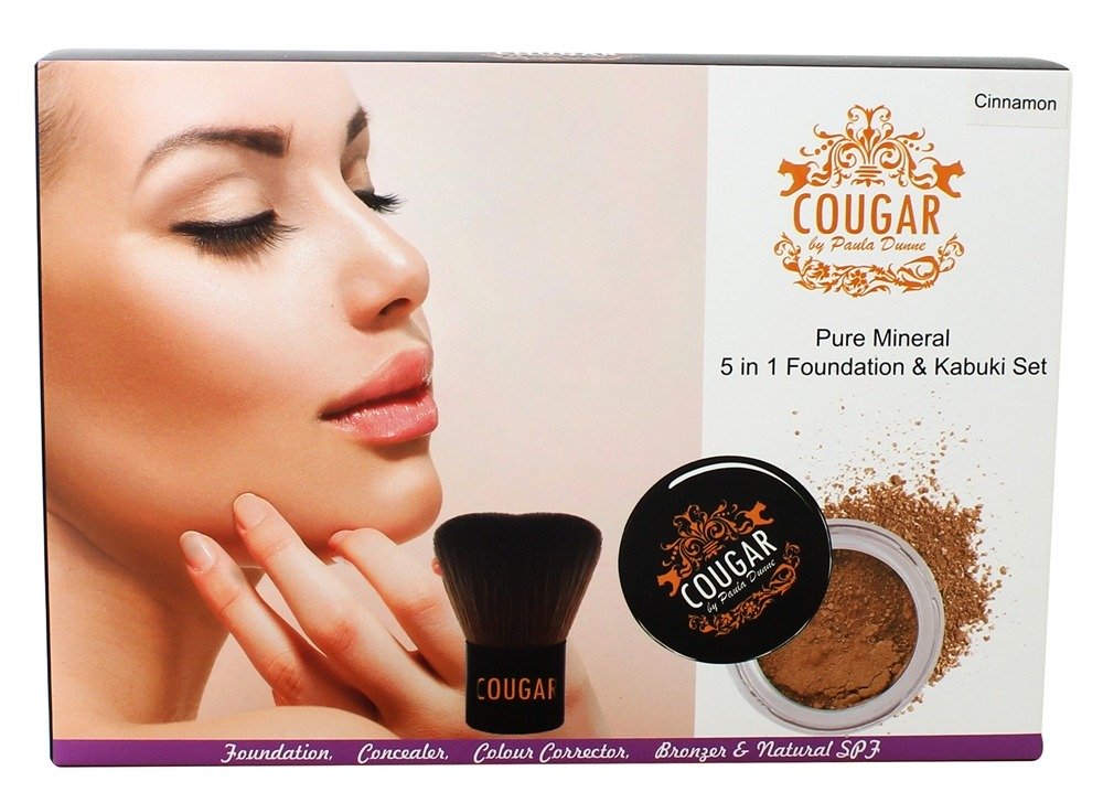 Pure Mineral 5 em 1 base e conjunto de canela Kabuki Cougar Beauty