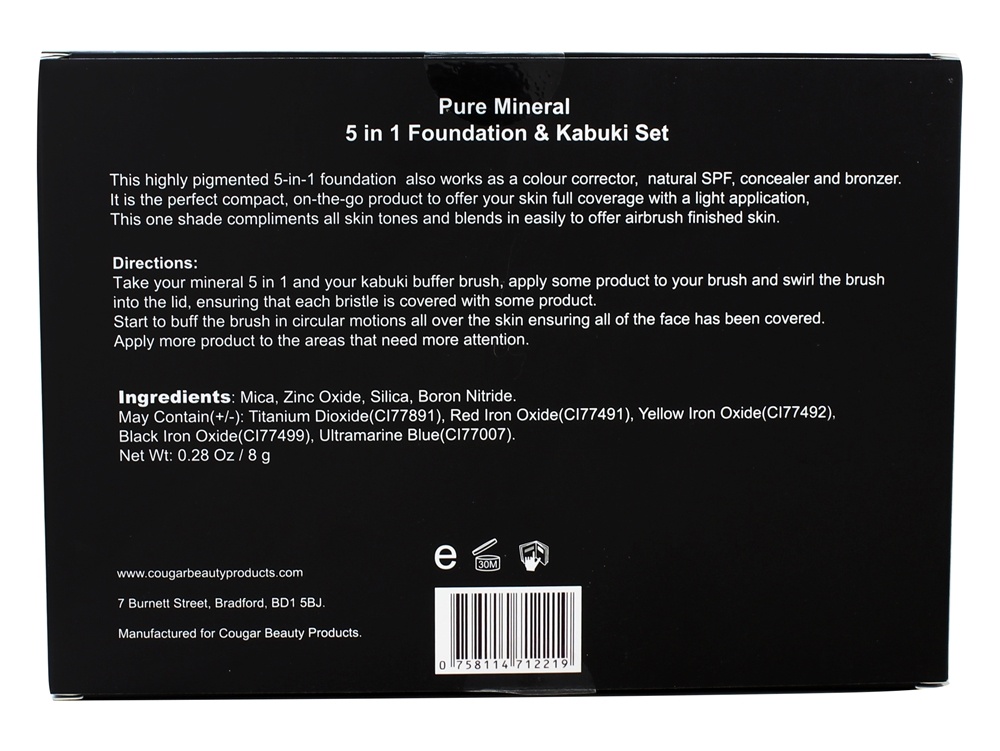 Pure Mineral 5 em 1 base e conjunto de canela Kabuki Cougar Beauty - Imagem 2
