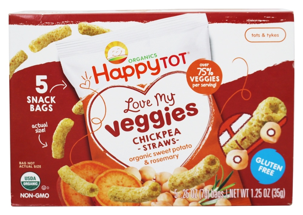Feliz Copinho Orgânico Amor Meu Veggies Grão de bico Palhas Doce Batata & Alecrim - 5 Pacote (s) Happy Family
