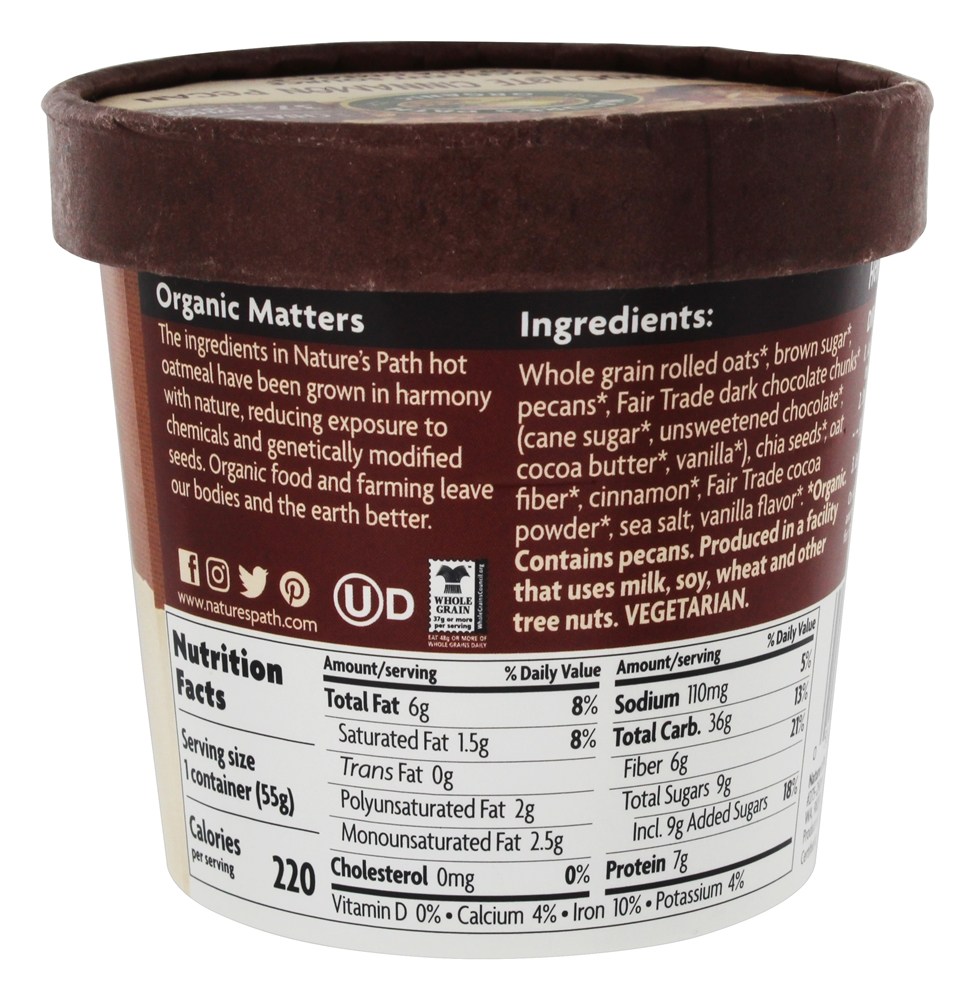 Oatmeal quente Chocolate escuro Canela Pecan - 1.94 oz. Nature's Path Organic - Imagem 2