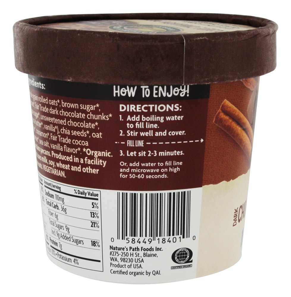 Oatmeal quente Chocolate escuro Canela Pecan - 1.94 oz. Nature's Path Organic - Imagem 3
