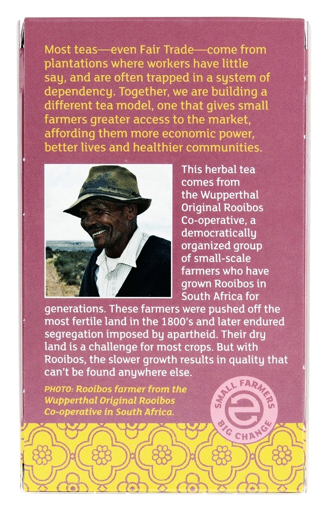 Rooibos livre da cafeína grande erval da chávena da mudança dos fazendeiros pequenos orgânicos - 20 Saquinhos de Chá Equal Exchange - Imagem 3