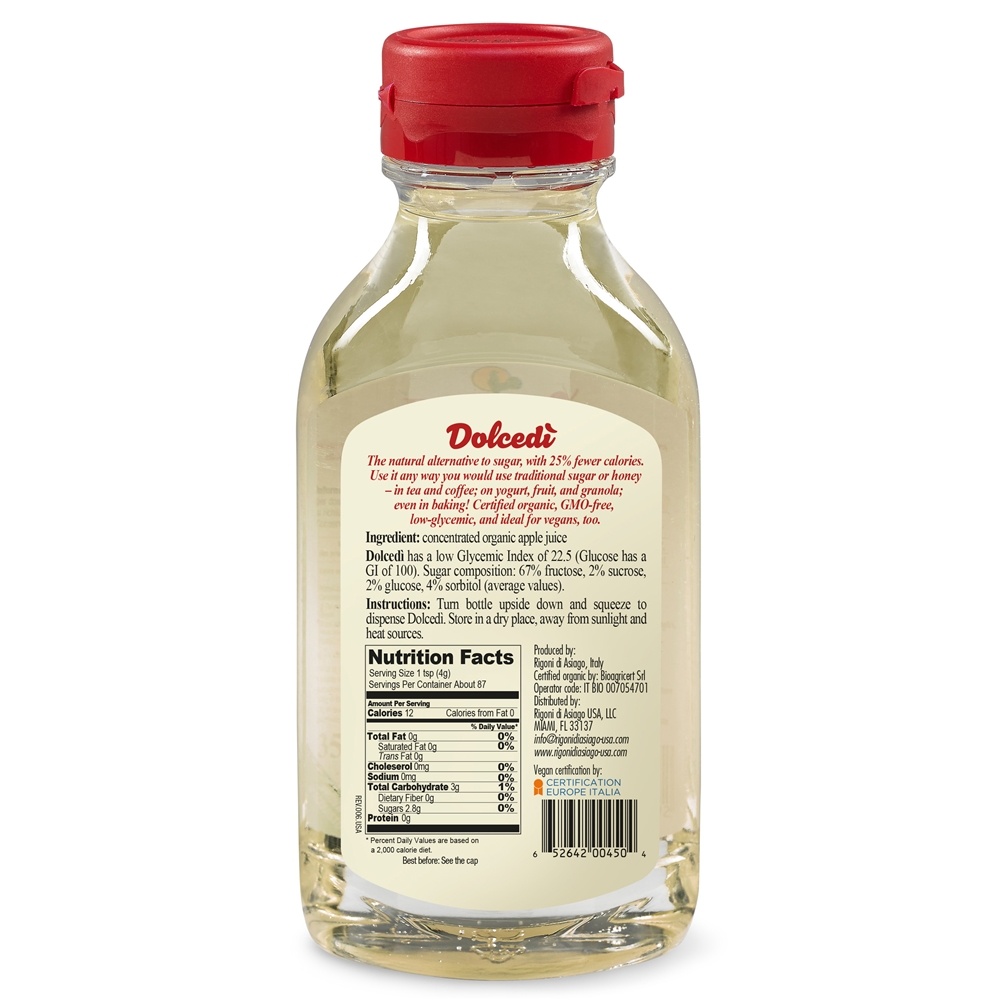 Adoçante glicêmico baixo orgânico de maçãs - 12.34 fl. oz. Dolcedi - Imagem 2