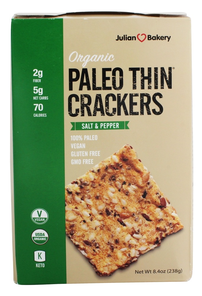 Biscoitos Paleo Fino Orgânicos Sal e Pimenta - 8.4 oz. Julian Bakery