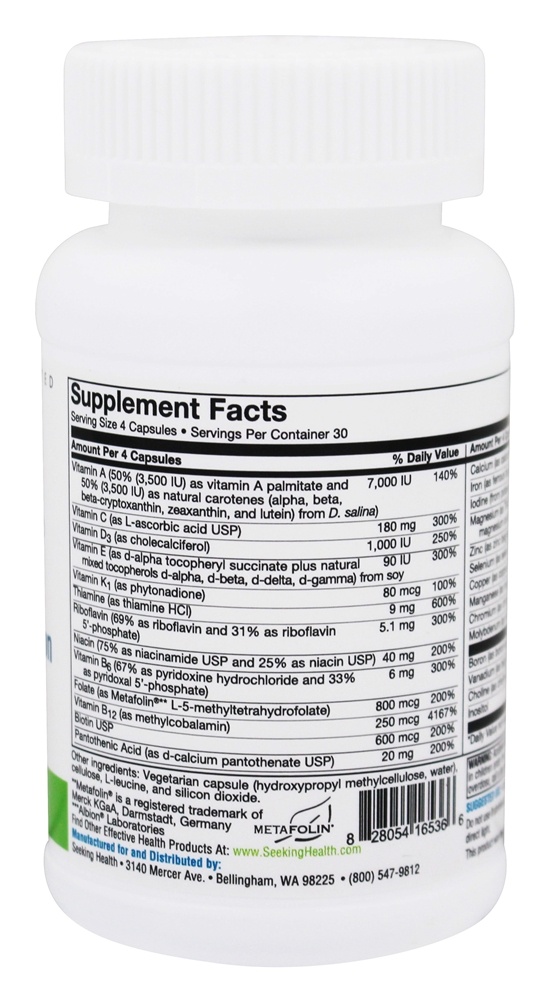 Multivitamínico Ótimo Com Ferro - Cápsulas vegetarianas 120 Seeking Health - Imagem 2