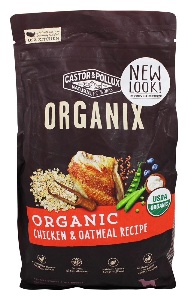 Organix Grão Orgânico Alimento para Cães Secos e Frango e Aveia - 4 lbs. Castor & Pollux