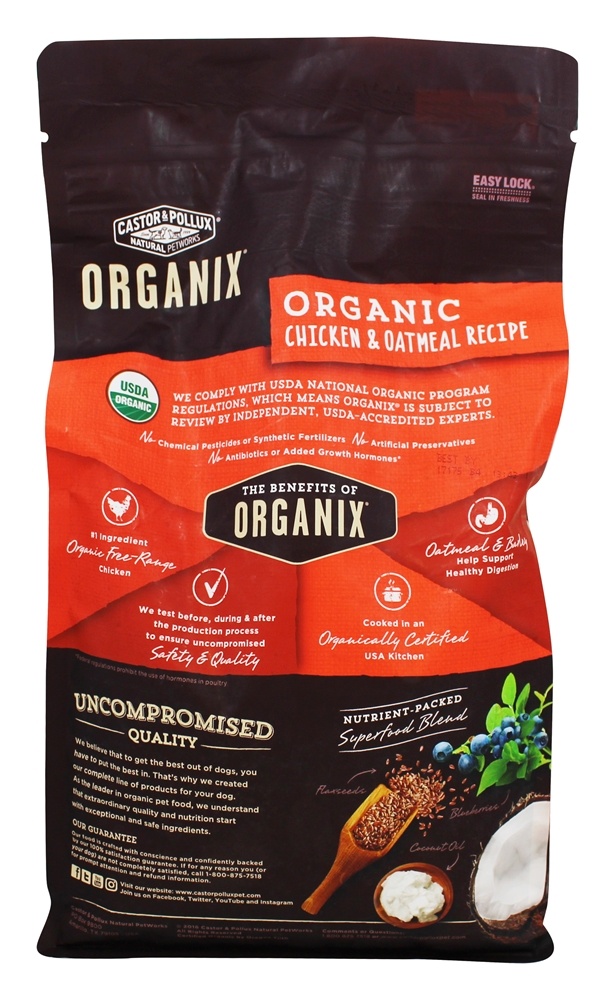 Organix Grão Orgânico Alimento para Cães Secos e Frango e Aveia - 4 lbs. Castor & Pollux - Imagem 3