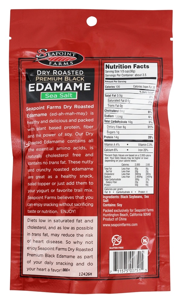 Sal Roasted Seco Roasted Preta Edamame Mar - 3.5 oz. SeaPoint Farms - Imagem 2