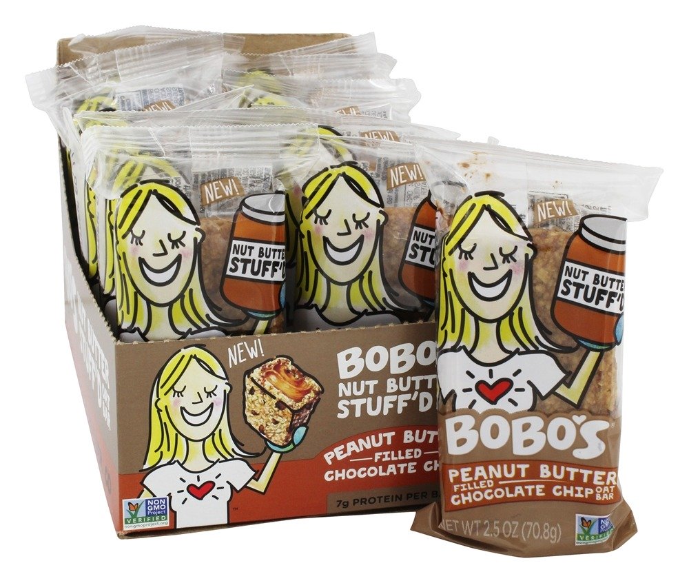 Manteiga De Amendoim Stuff'd Caixa De Barras De Aveia Manteiga De Amendoim Cheia De Gotas De Chocolate - 12 Barras Bobo's Oat Bars