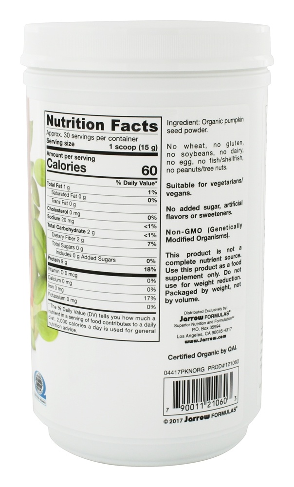 Proteína Orgânica de Semente de Abóbora - 16 oz. Jarrow Formulas - Imagem 2